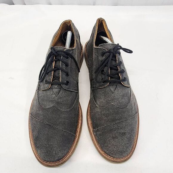 Toms Men's Shoes Grey Size 11.5 M Canvas Brogue Wingtip Lace Up Dress Oxfords - Picture 9 of 9